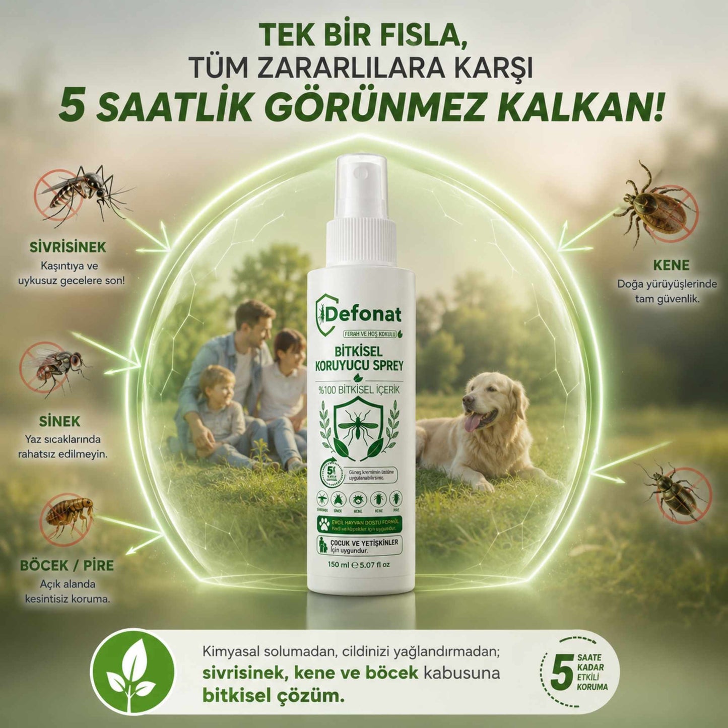 Bitkisel Sinek, Sivrisinek ve Kene Karşıtı Koruyucu Sprey (150 ml)