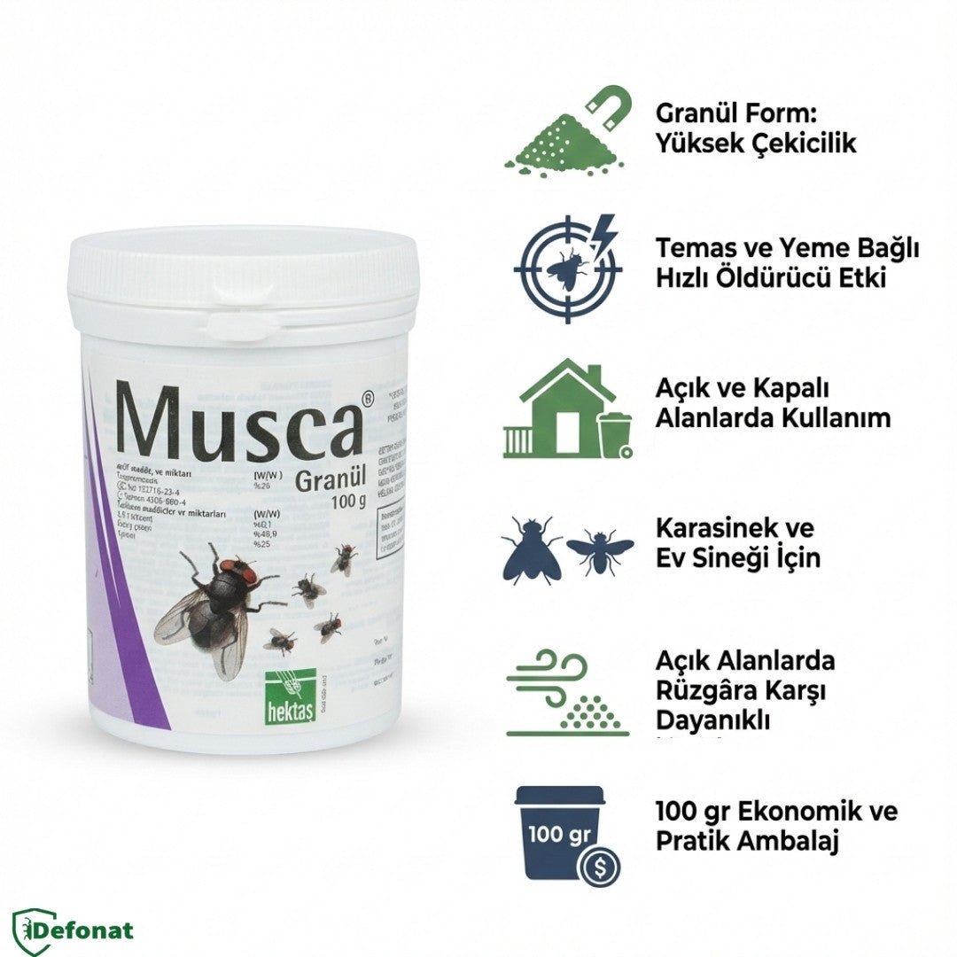 Musca Granül Sinek İlacı 100 gr (Karasinek ve Ev Sineği) - Defonat