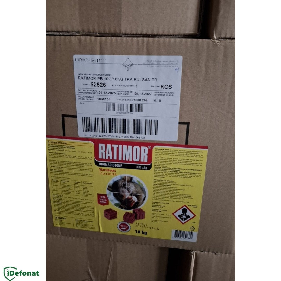 Ratimor Wax Blocks Fare İlacı 10 kg – Nem Dayanımlı Kemirgen Yemi - Defonat