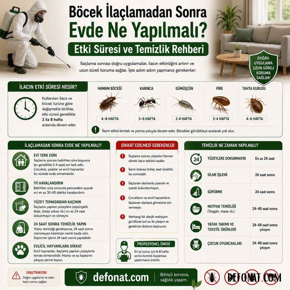 Böcek İlaçlamadan Sonra Evde Ne Yapılmalı? Etki Süresi ve Temizlik Rehberi