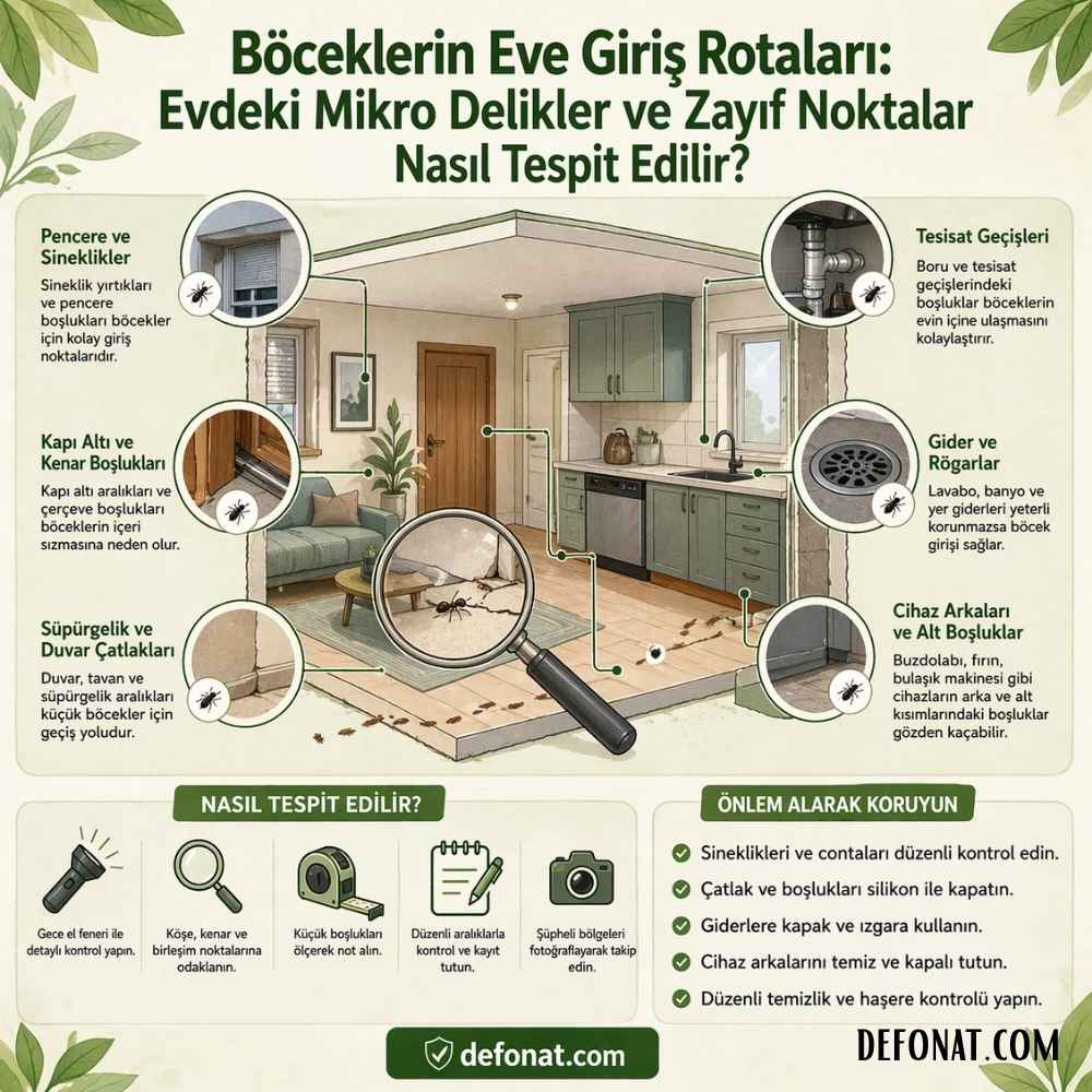 Böceklerin Eve Giriş Rotaları: Evdeki Mikro Delikler ve Zayıf Noktalar Nasıl Tespit Edilir?