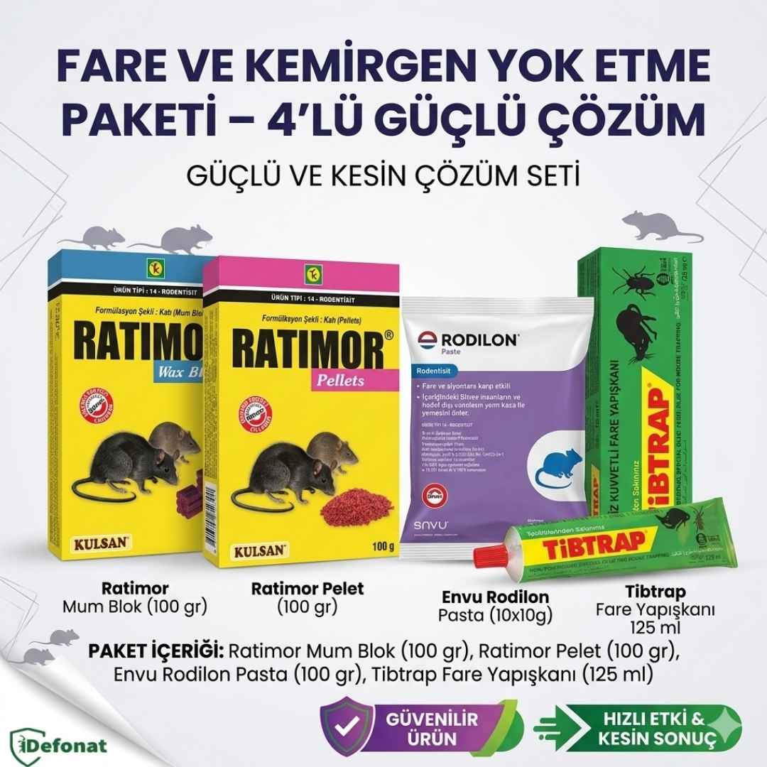 Fare ve Kemirgen Yok Etme Paketi – 4’lü Güçlü Çözüm