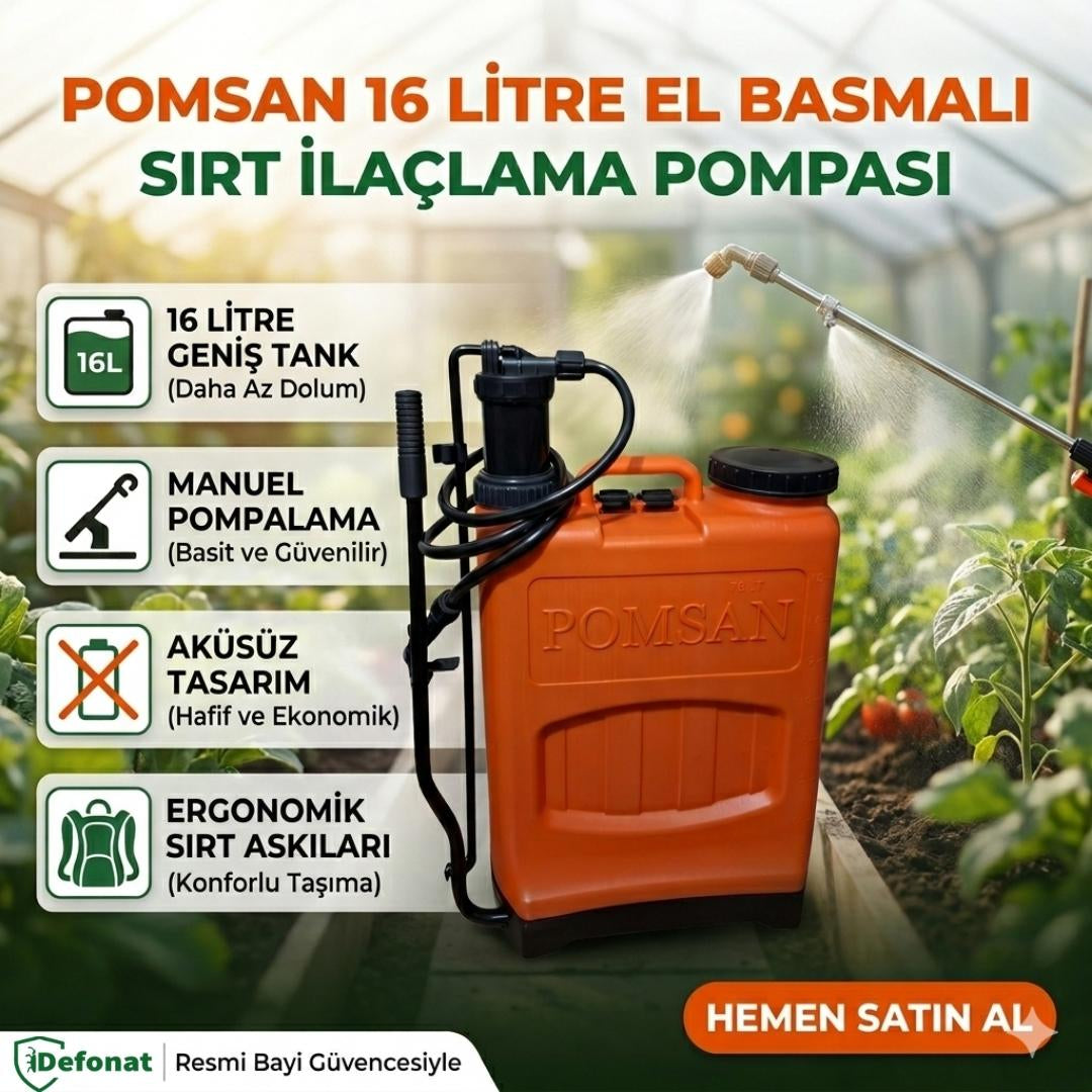 Pomsan k-305 16 Litre Manuel Sırt Tipi İlaçlama Pompası - 160 cm Hortumlu