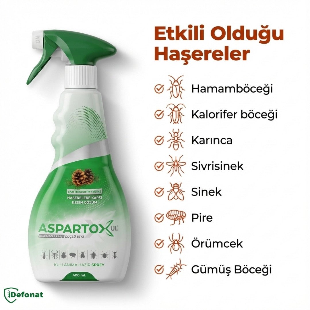 Aspartox Haşere Öldürücü Sprey – 400 ml (Hazır Kullanım) - Defonat