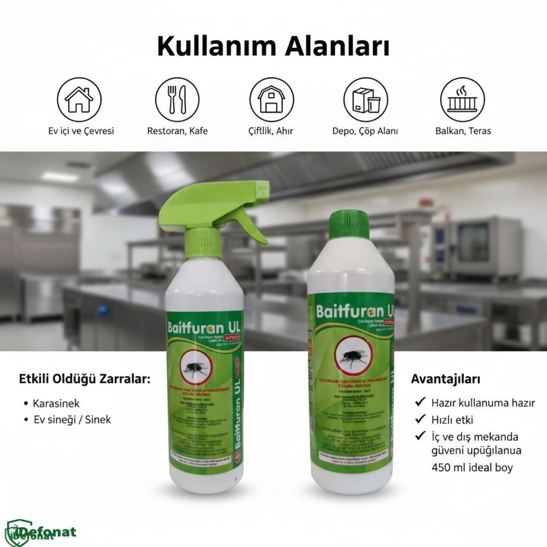 Baitfuran Sprey Hazır Kullanım Karasinek İlacı 450 ml - Defonat