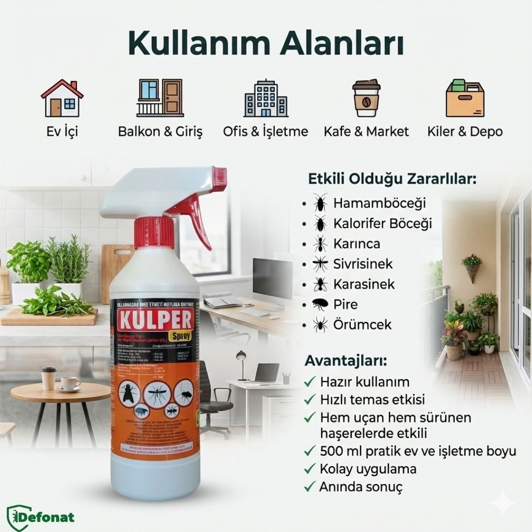 Kulper Haşere Öldürücü Sprey – 500 ml (Hazır Kullanım) - Defonat