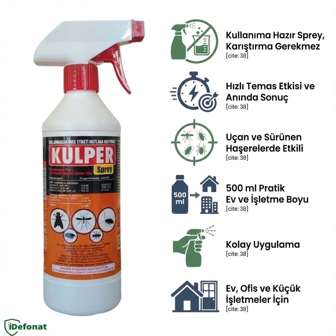 Kulper Haşere Öldürücü Sprey – 500 ml (Hazır Kullanım) - Defonat