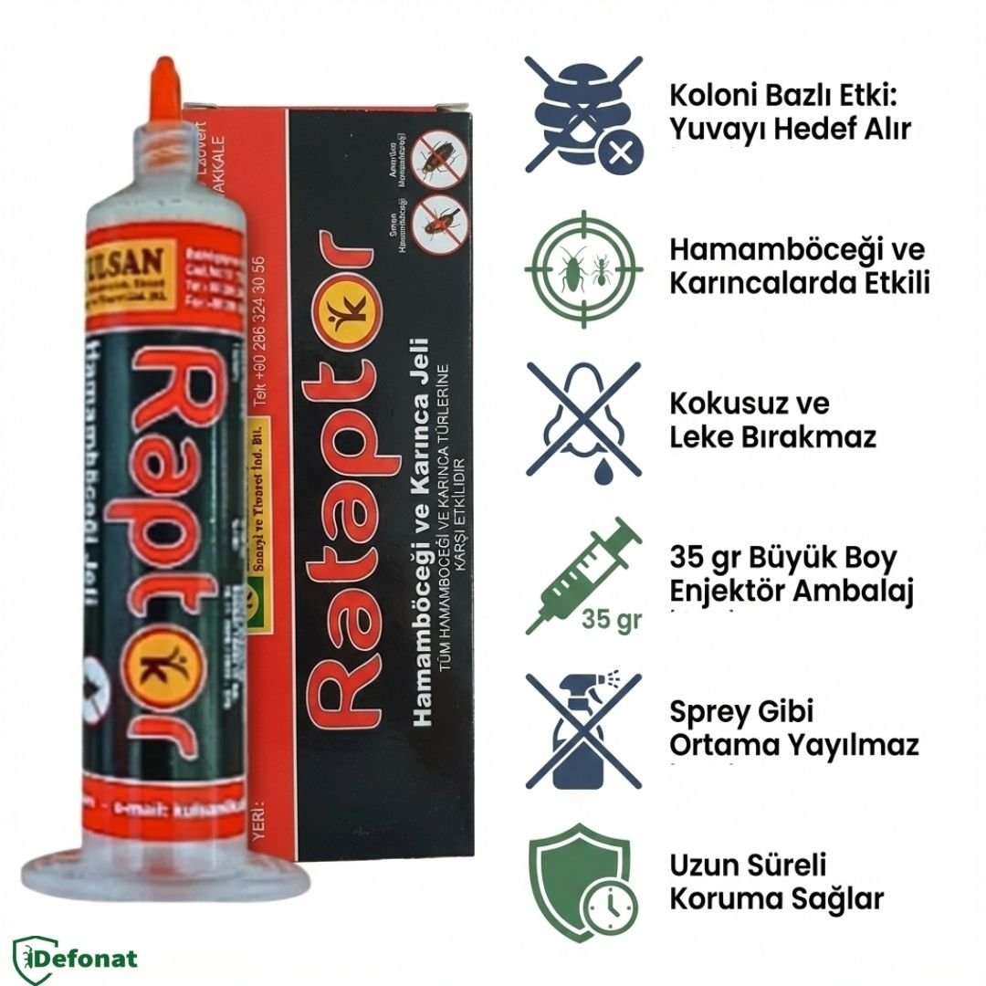 Raptor Hamam Böceği ve Karınca Jel İlacı – 35 gr (Büyük Boy) - Defonat