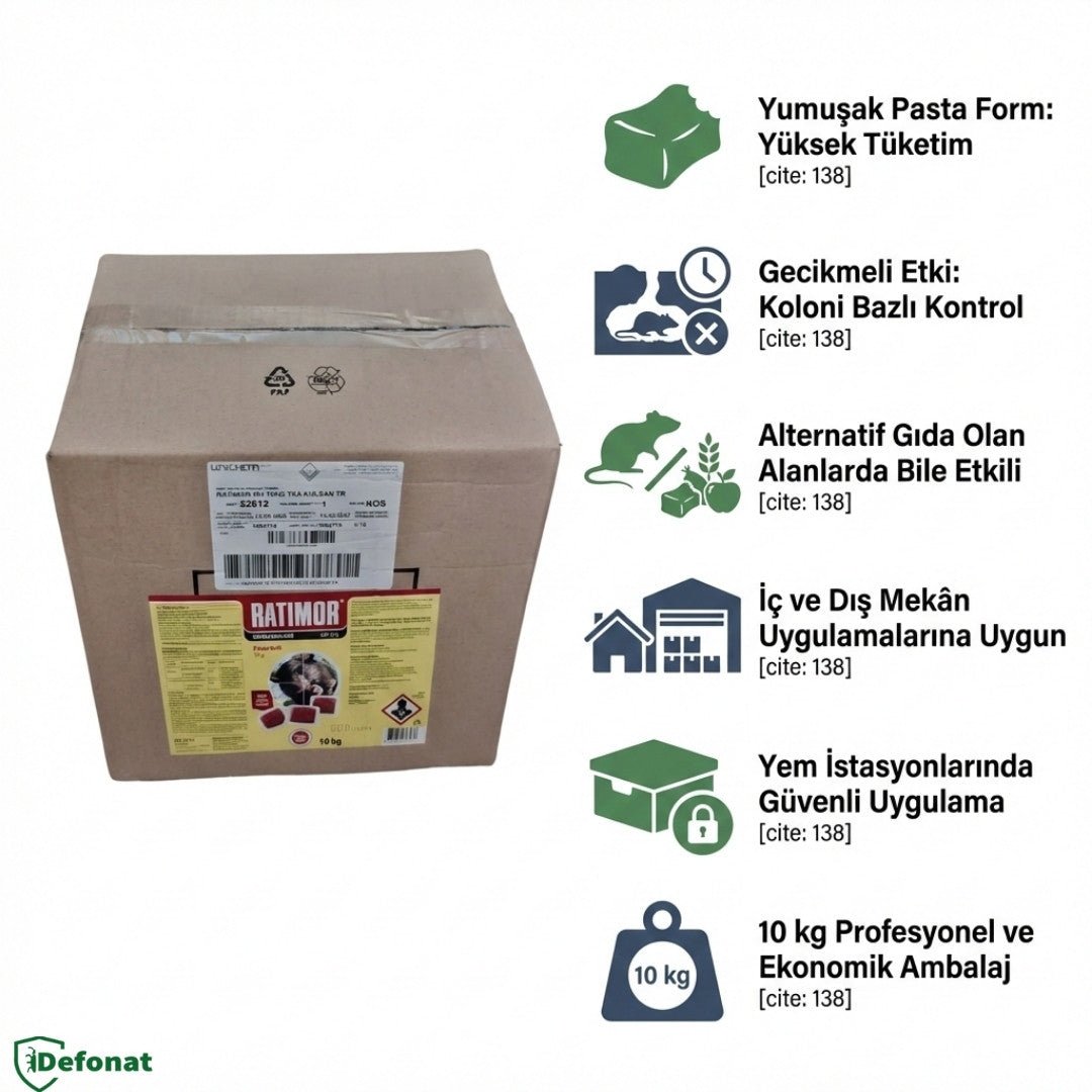 Ratimor Pasta Bait Fare ve Sıçan İlacı – 10 Kg Profesyonel Kemirgen Yemi - Defonat