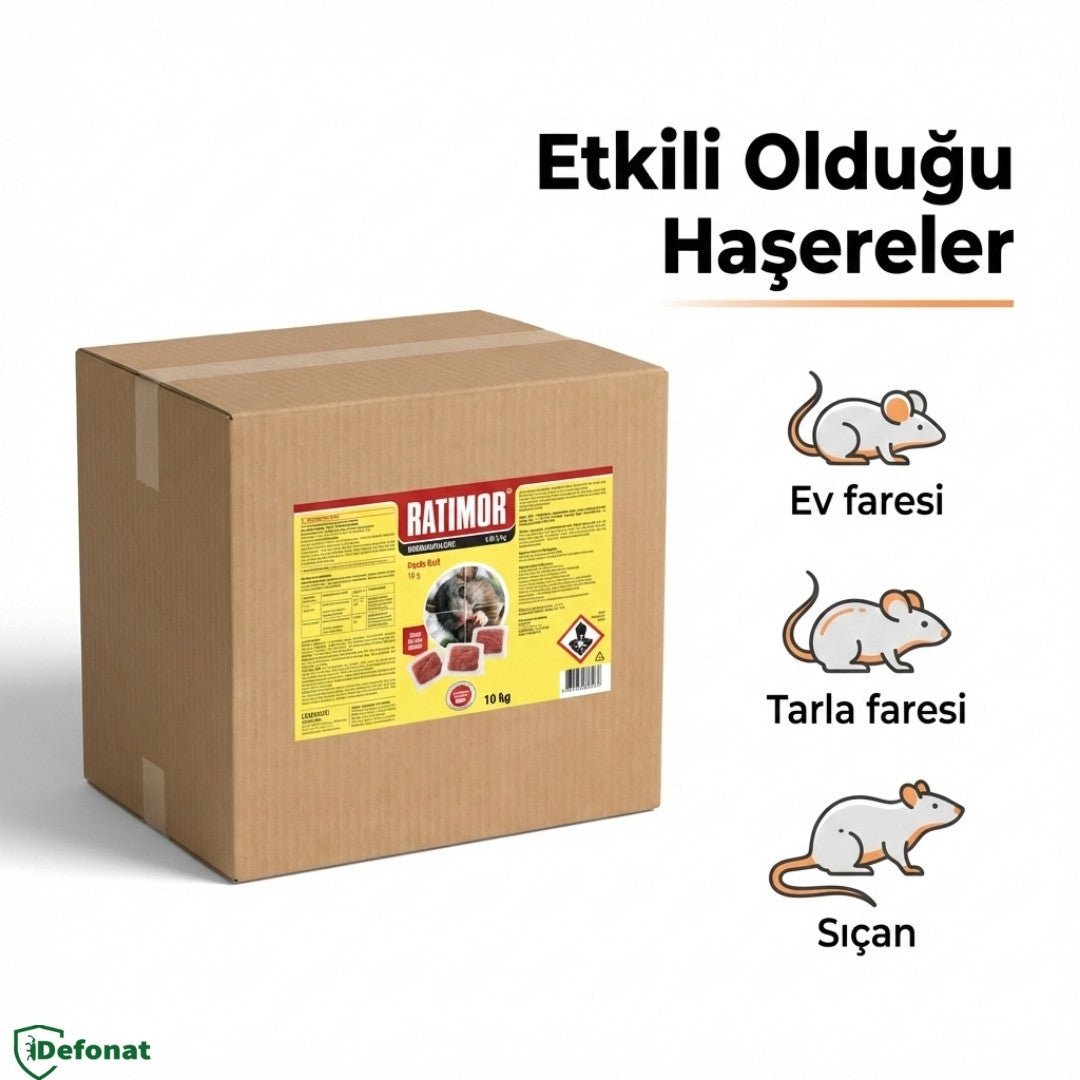 Ratimor Pasta Bait Fare ve Sıçan İlacı – 10 Kg Profesyonel Kemirgen Yemi - Defonat