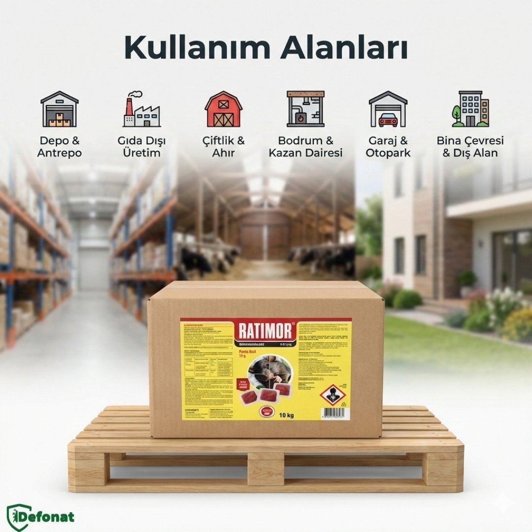 Ratimor Pasta Bait Fare ve Sıçan İlacı – 10 Kg Profesyonel Kemirgen Yemi - Defonat