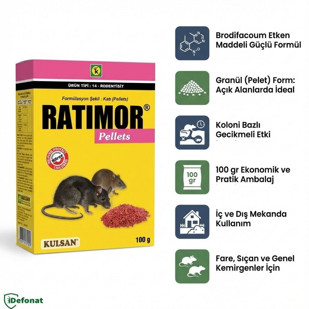 Ratimor Pellet Fare ve Kemirgen Yemi – 100 gr - Defonat