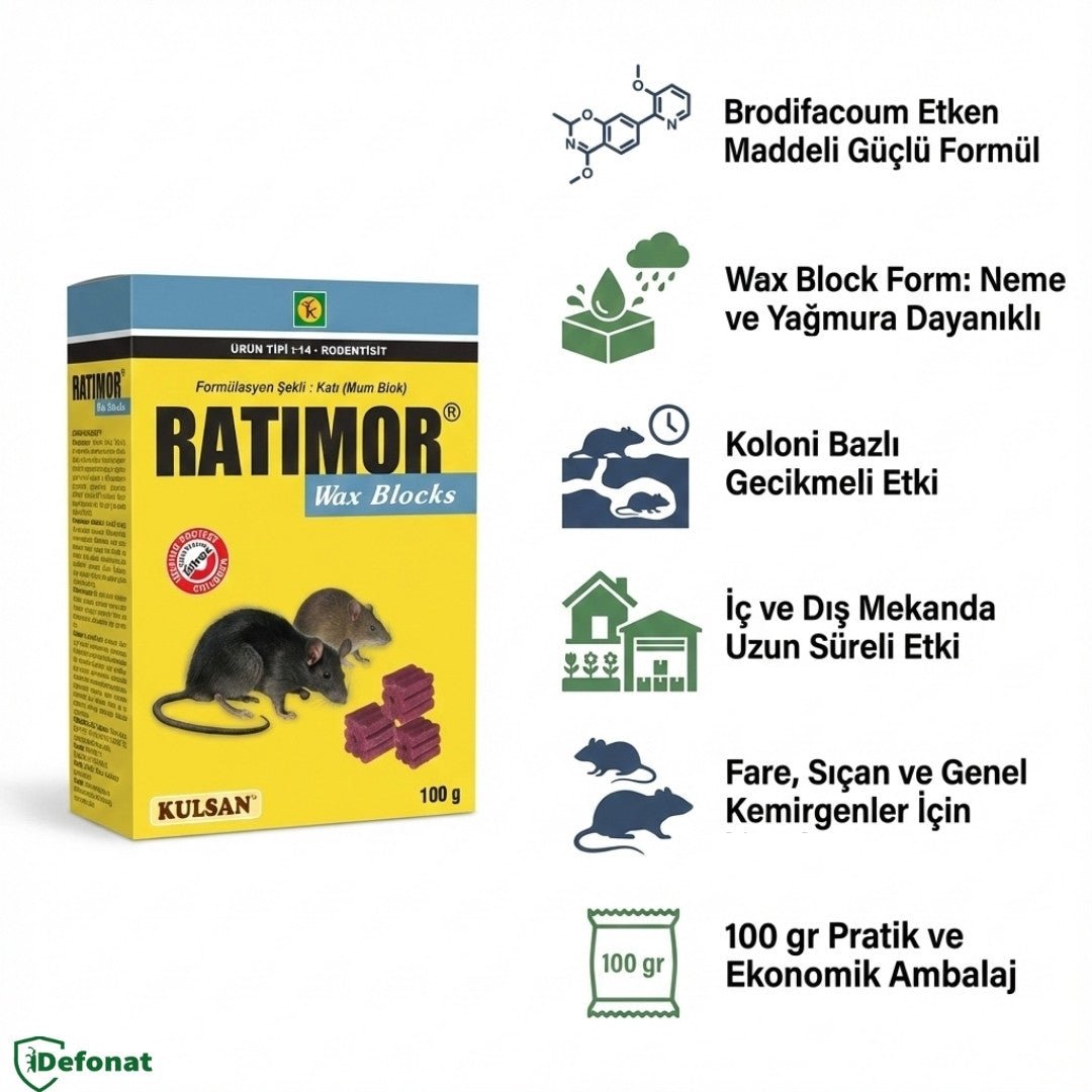Ratimor Wax Block Fare ve Kemirgen Yemi – 100 gr - Defonat
