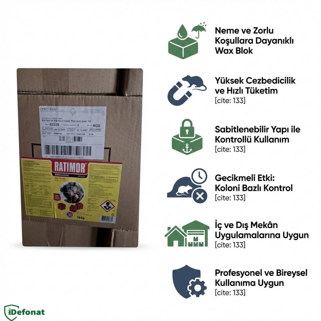 Ratimor Wax Blocks Fare İlacı 10 kg – Nem Dayanımlı Kemirgen Yemi - Defonat