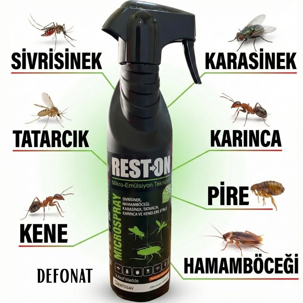 Rest - On Micro Sprey Haşere İlacı – 400 ml (Uçan ve Yürüyen Haşereler İçin) - Defonat