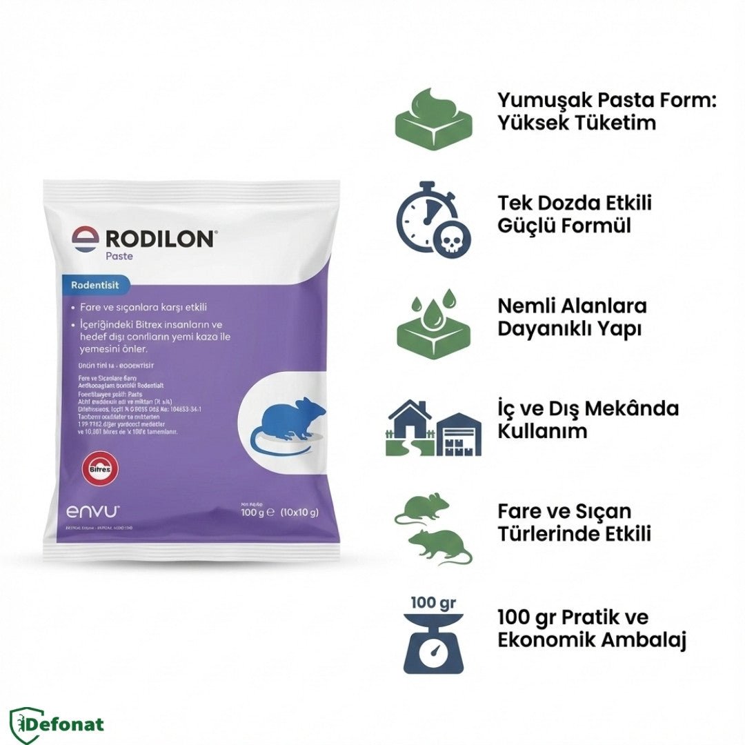 Rodilon Pasta Fare ve Kemirgen İlacı – 100 gr - Defonat