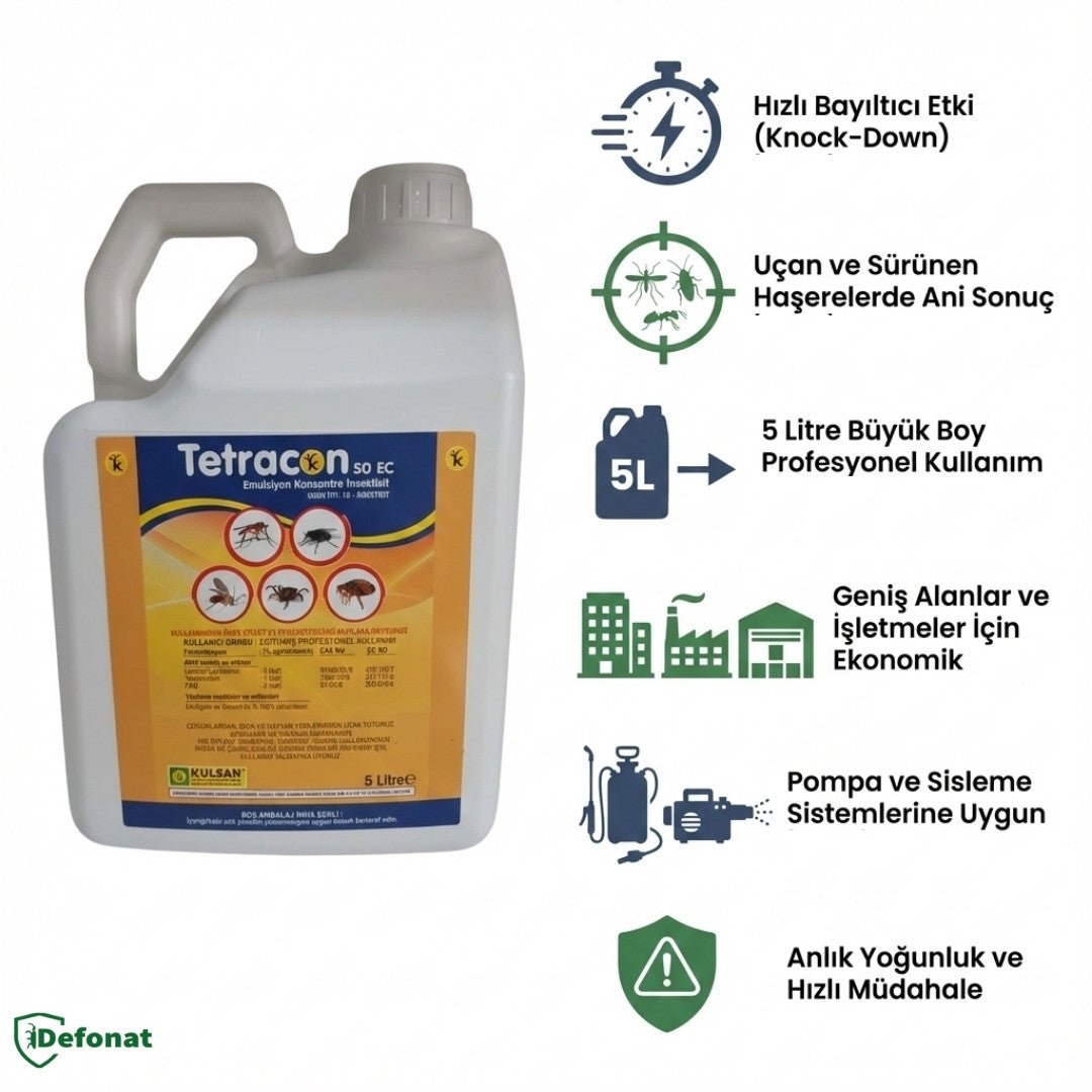 Tetracon 50 EC Haşere İlacı – 5 Litre (Profesyonel Büyük Boy) - Defonat