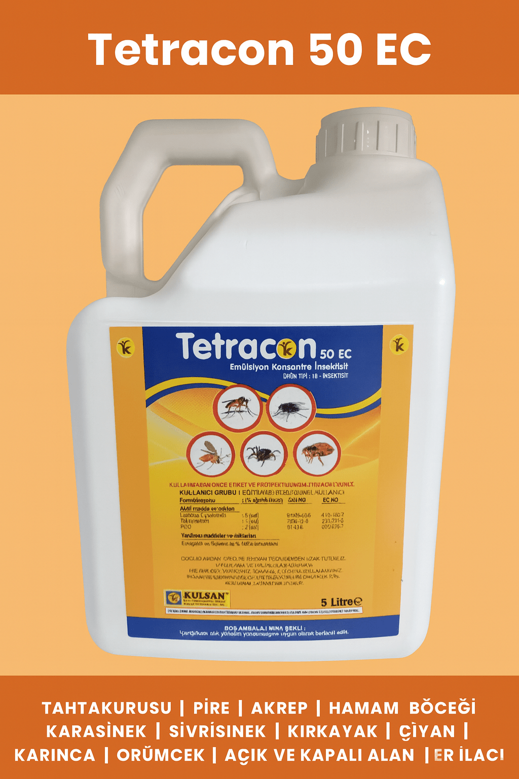 Tetracon 50 EC Haşere İlacı – 5 Litre (Profesyonel Büyük Boy) - Defonat
