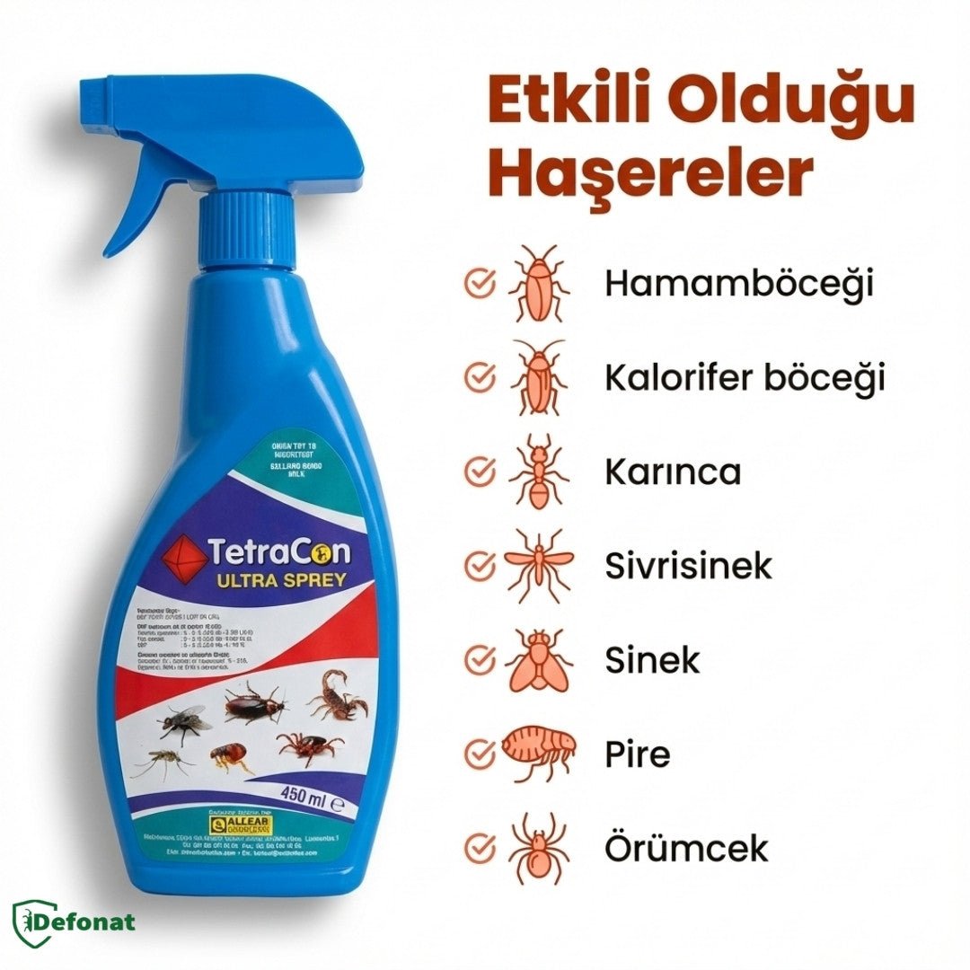 Tetracon Ultra Haşere Öldürücü Sprey – 450 ml (Hazır Kullanım) - Defonat