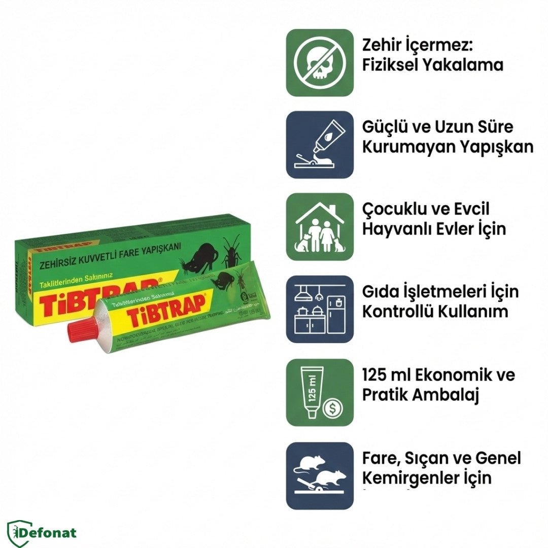 Tibtrab Fare Yapışkanı 125 ml – Zehirsiz Kemirgen Yakalama Yapışkanı - Defonat