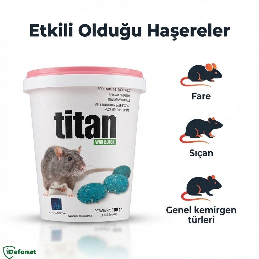 Titan Wax Block Fare ve Kemirgen İlacı – 100 gr (Nem Dayanımlı) - Defonat