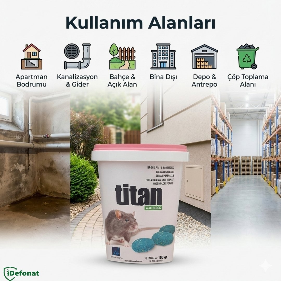 Titan Wax Block Fare ve Kemirgen İlacı – 100 gr (Nem Dayanımlı) - Defonat