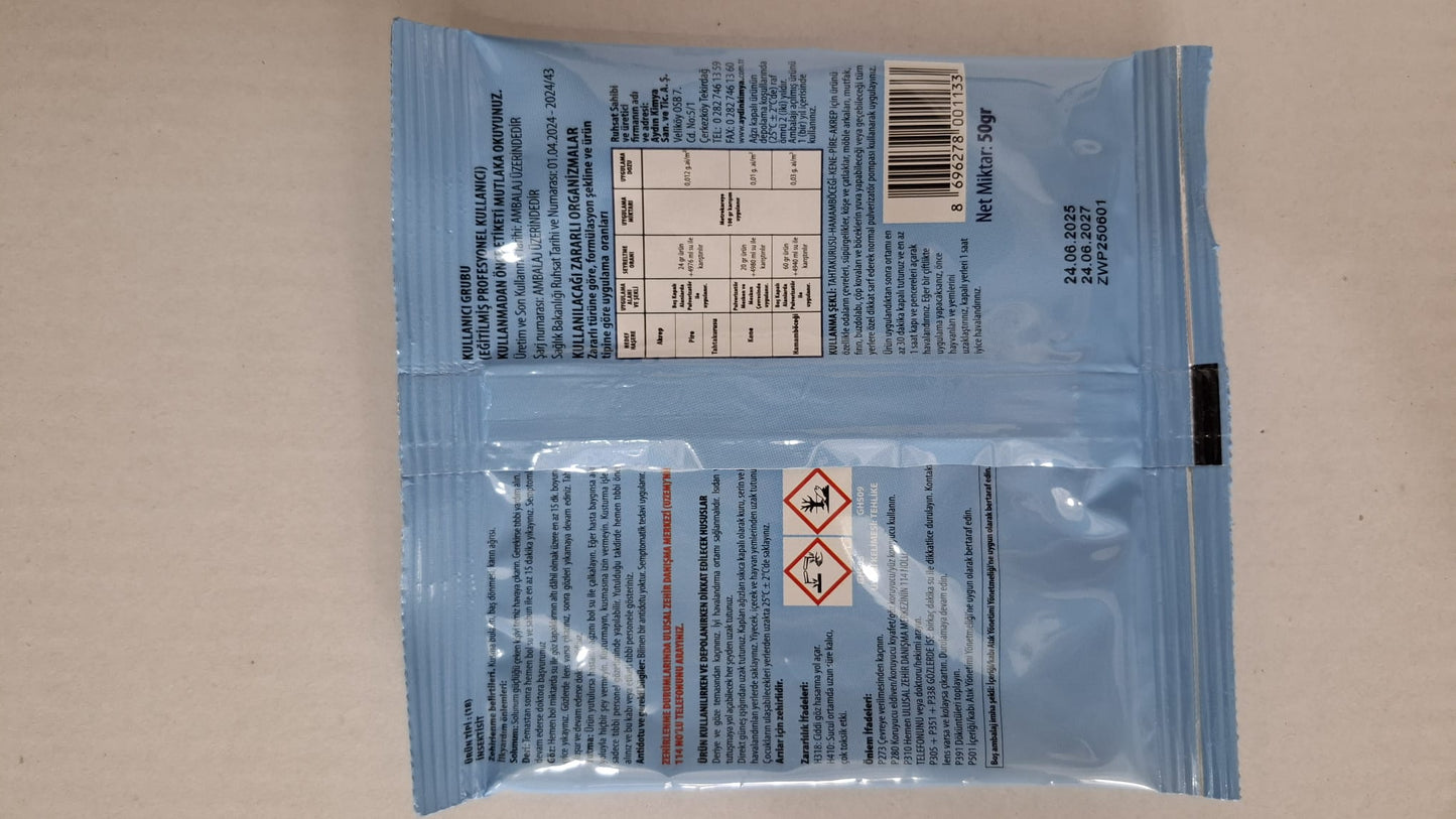 Zinon EW 25 WP Toz Haşere İlacı – 50 gr (Geniş Spektrumlu Etki) - Defonat